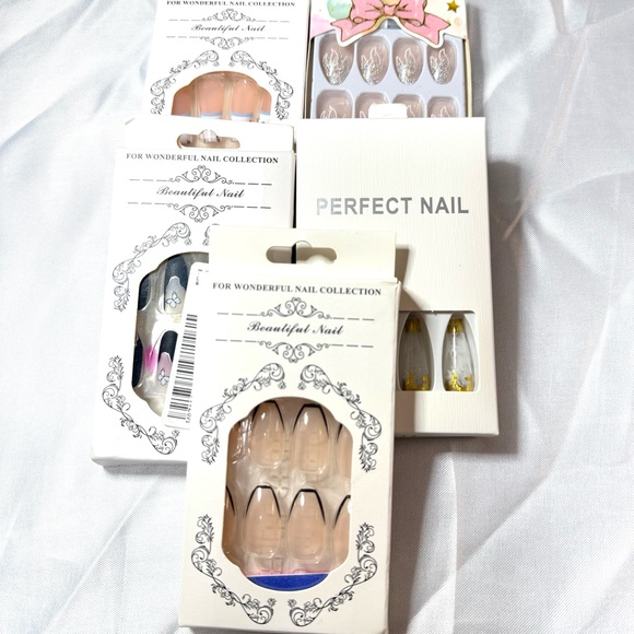 Other - 24 PC Press on Nail Set x5 Long French Medium Almond Long Ballerina French Nails